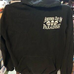 Another Day In Paradise Black Graphic Hoodie Size L